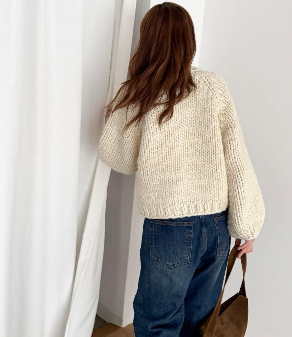 El mar　ウール混ローゲージカーディガン　ニットカーディガン　キャナルジーン