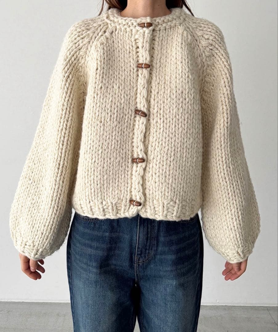 El mar　ウール混ローゲージカーディガン　ニットカーディガン　キャナルジーン