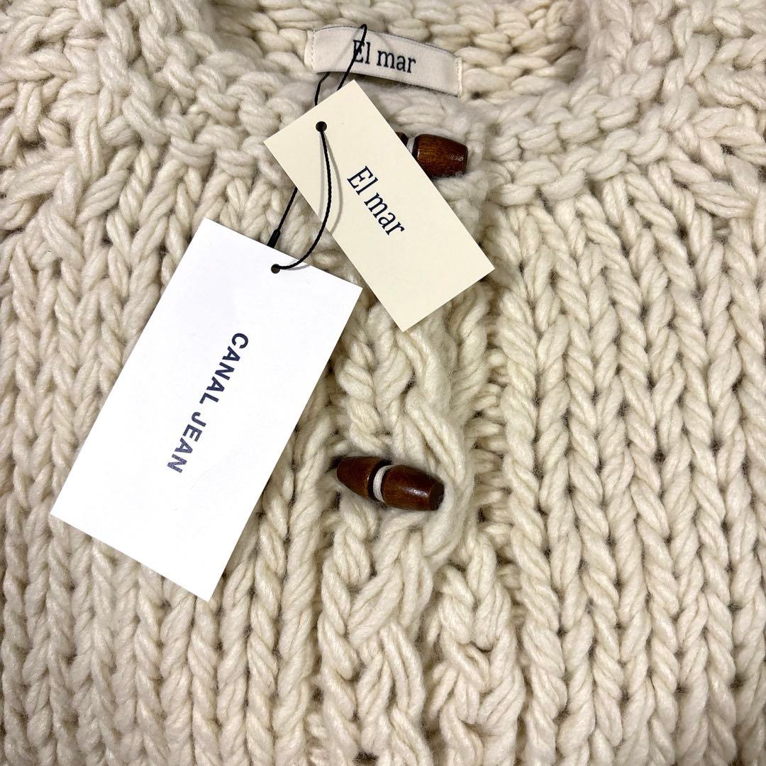 El mar　ウール混ローゲージカーディガン　ニットカーディガン　キャナルジーン