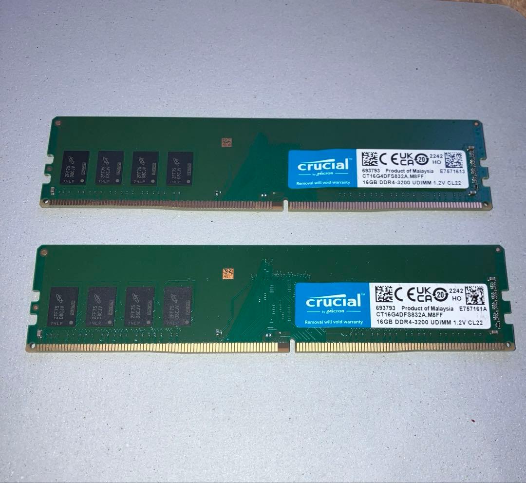 Crucial DDR4-3200 16GB*2枚 デスクトップPC用