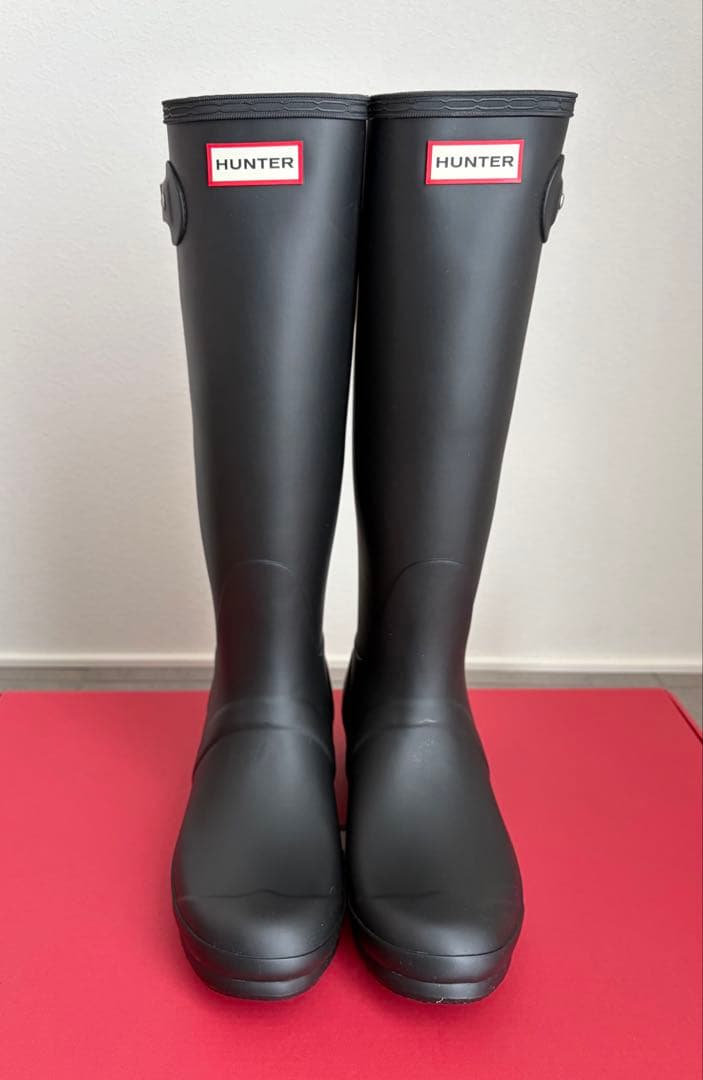 【25㎝】HUNTER ロング レインブーツ 雨靴 ブラック 黒