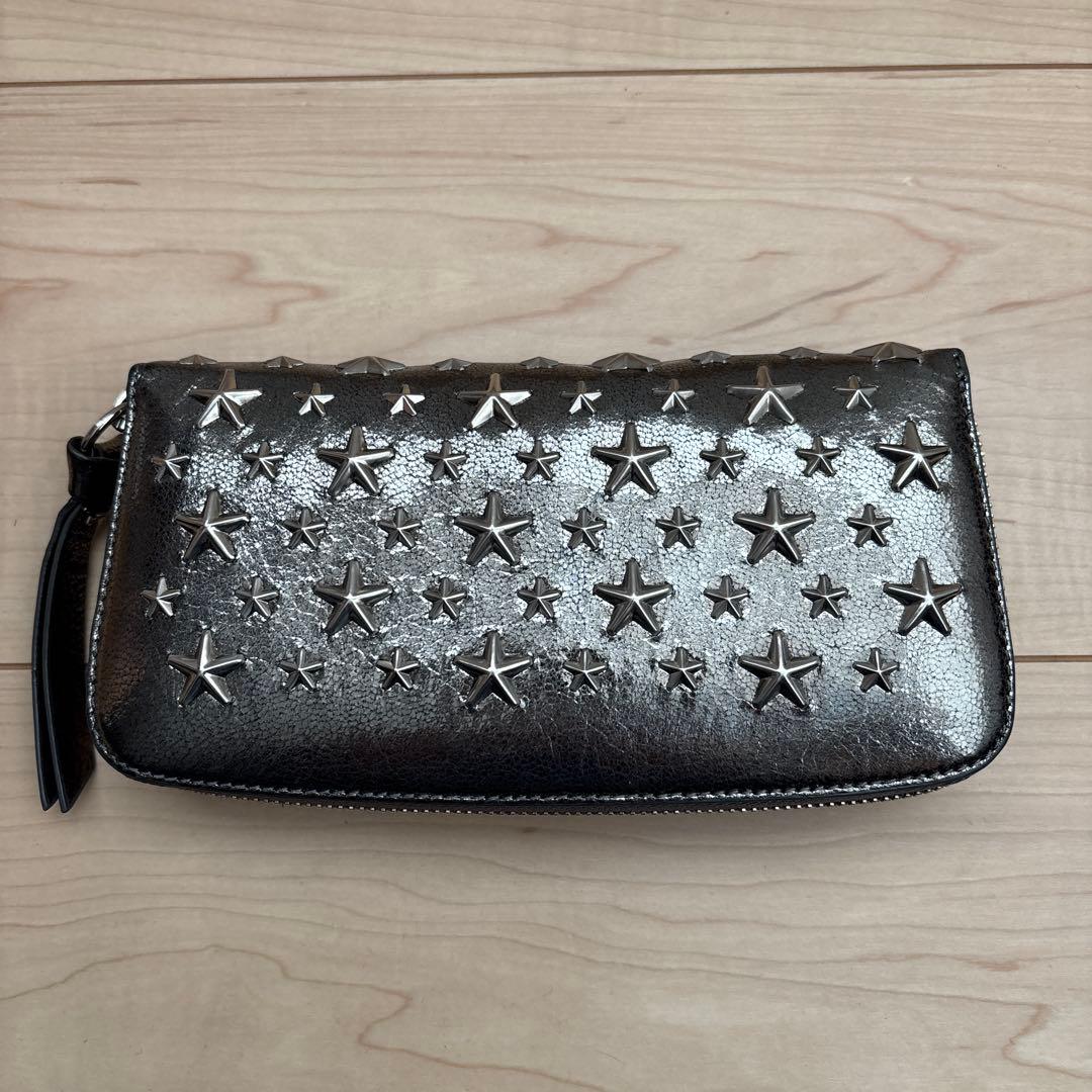 JIMMY CHOO 星型スタッズ カーキシルバー　長財布