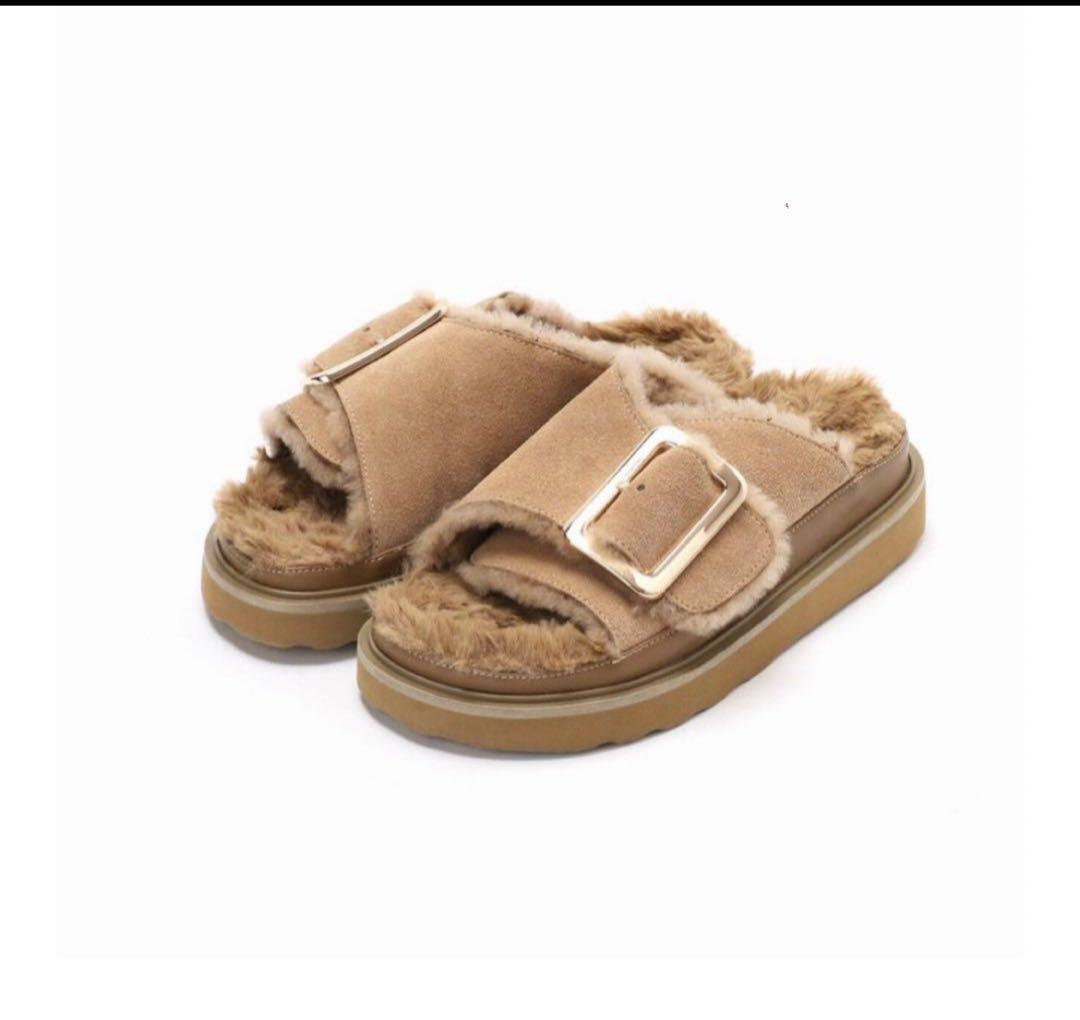 【a_you】MOHI バックル付きファーサンダル Noble