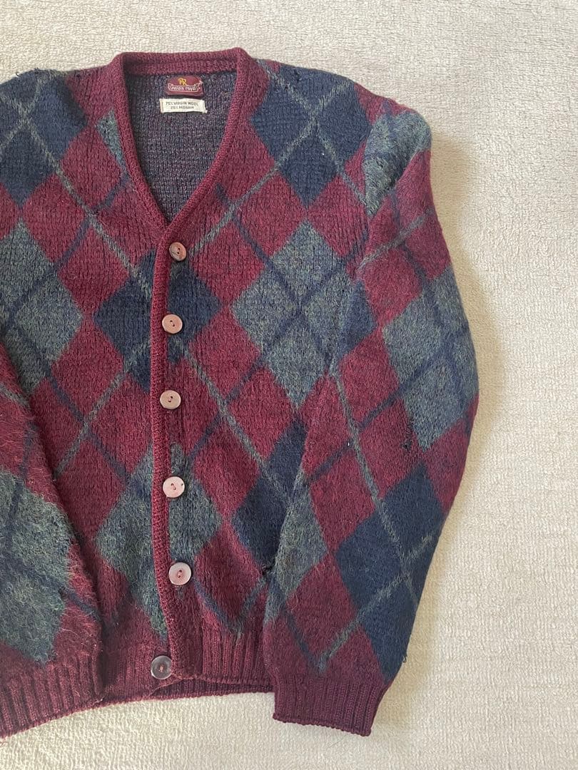 60s モヘアカーディガン　アーガイル