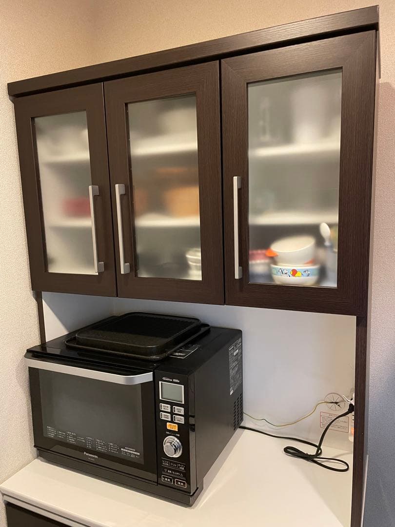 【送料込み】ニトリ　キッチンボード　食器棚　レジューム90 ダークブラウン