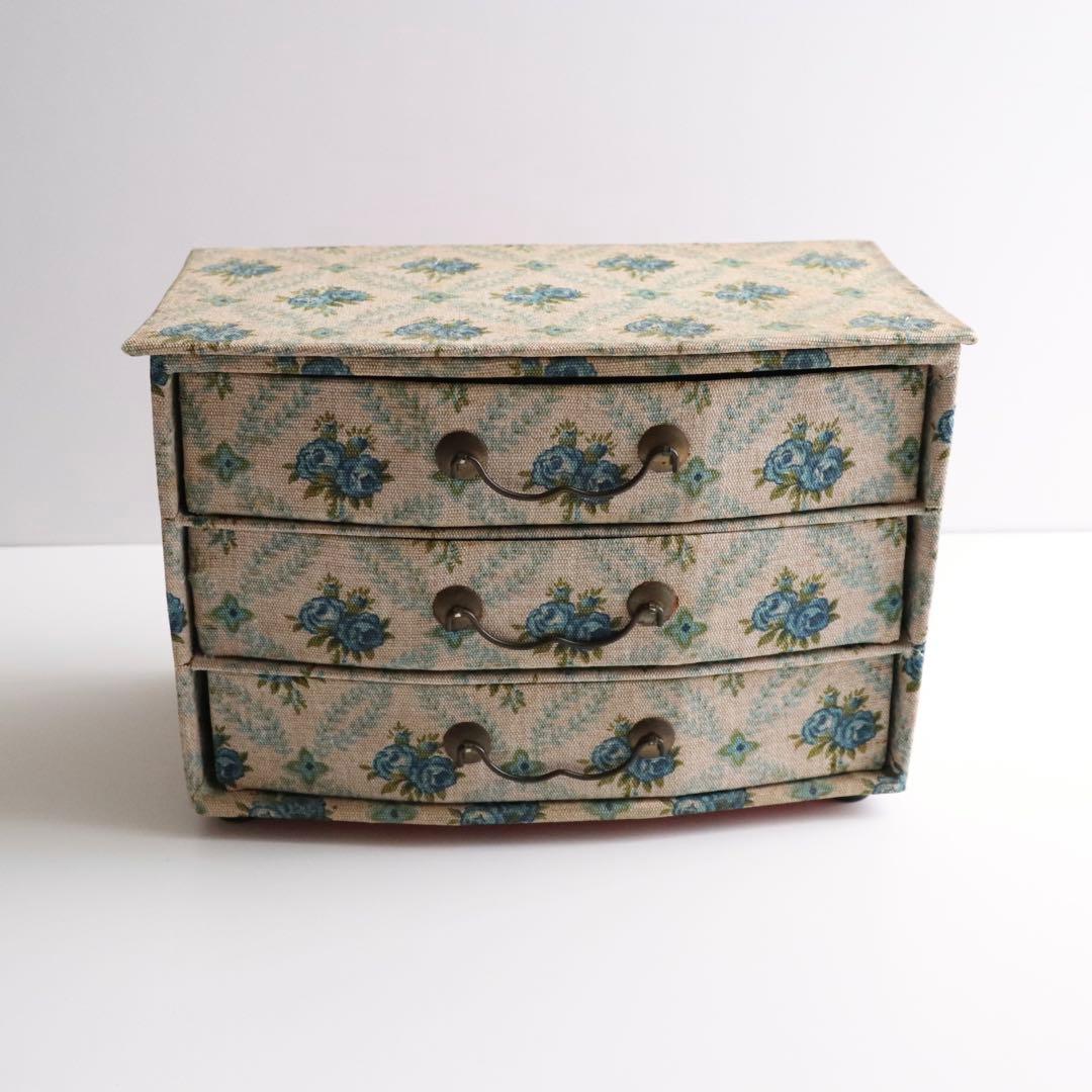 フランスアンティーク　カルトナージュボックス　引き出し　チェスト　裁縫箱