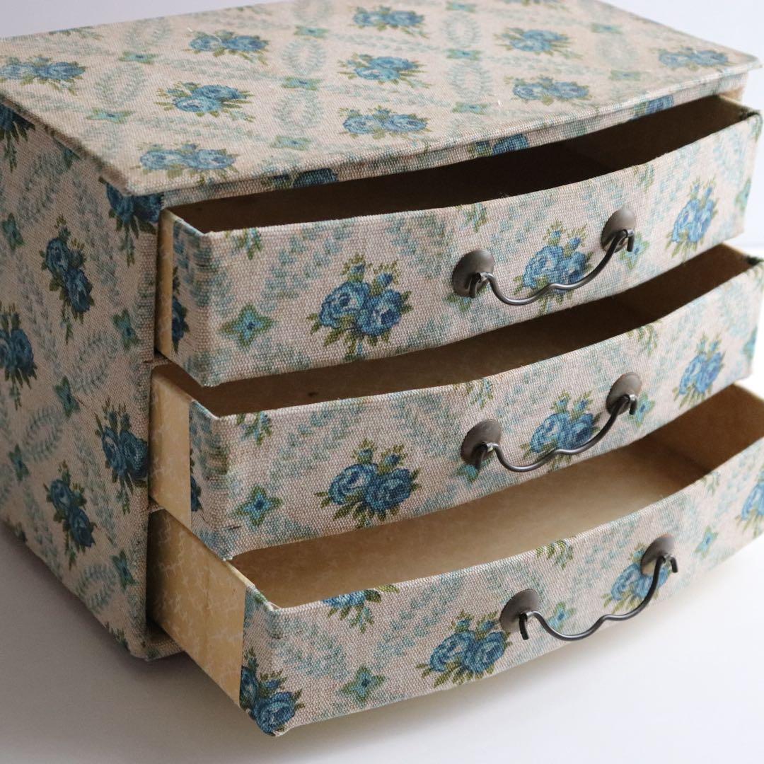 フランスアンティーク　カルトナージュボックス　引き出し　チェスト　裁縫箱