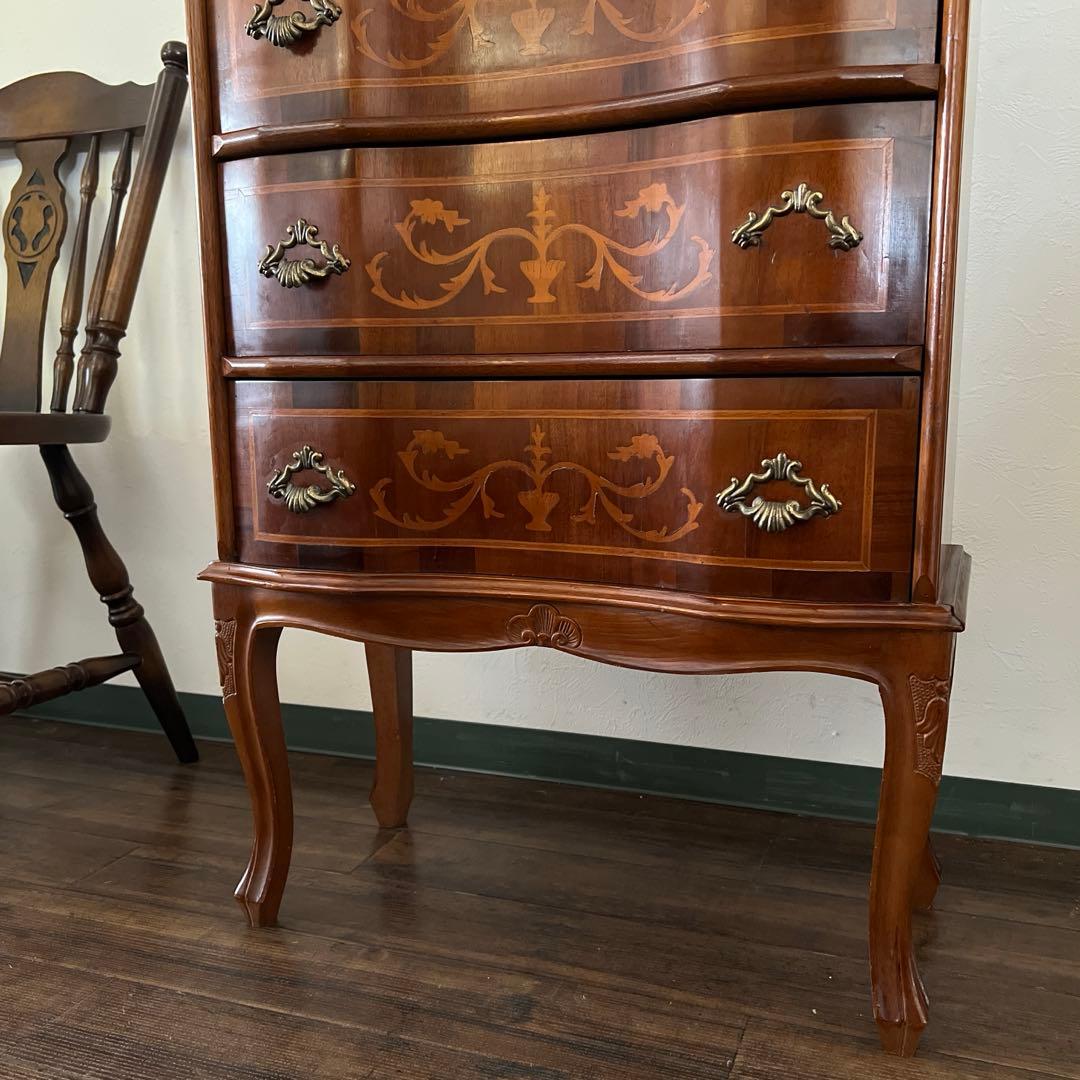 k787 イタリア製 象嵌チェスト クラシカル家具 エレガントな猫脚の逸品
