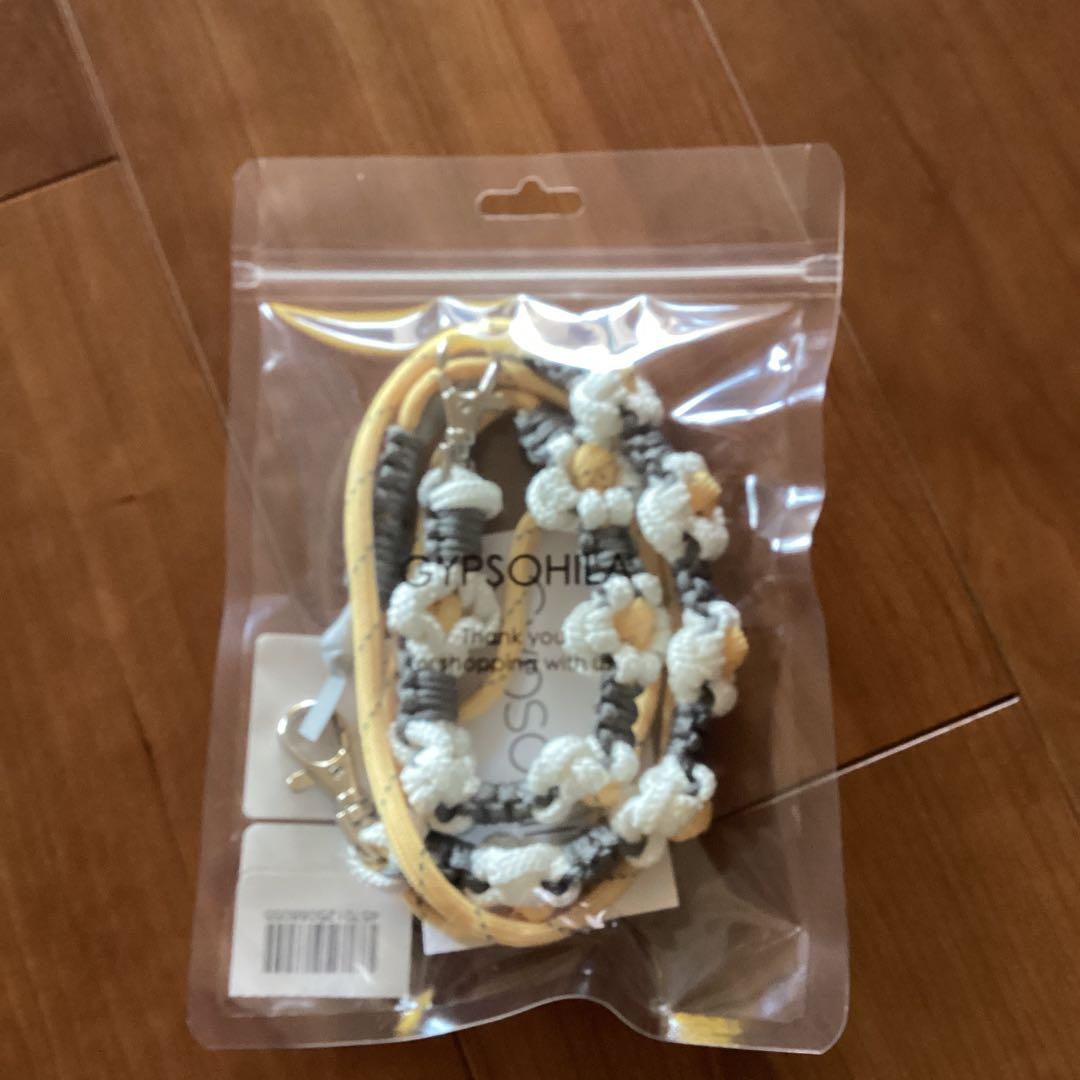 新品未使用未開封、gypsohila ジプソフィア携帯ストラップロンググレー