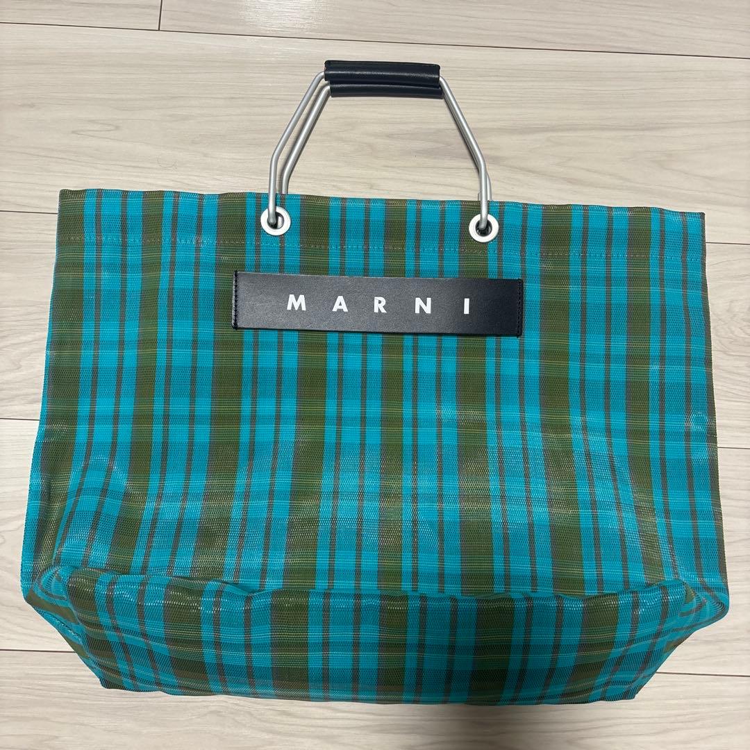 MARNI フラワーカフェ　トートバッグ　マルニ　バッグ　かごバッグ　グリーン