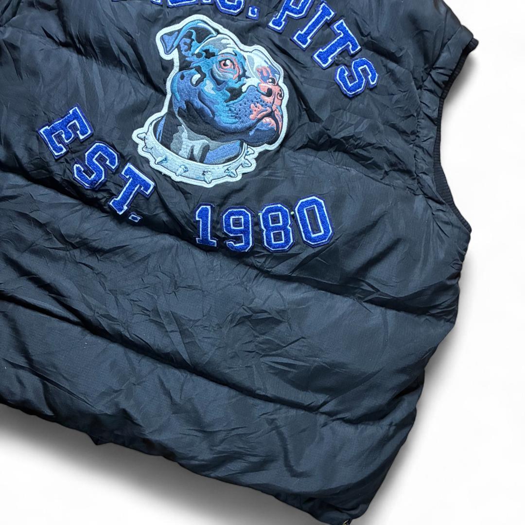 ダウンベスト 3XL B.E.C PITS 刺繍 ピットブル ブラック AKOO