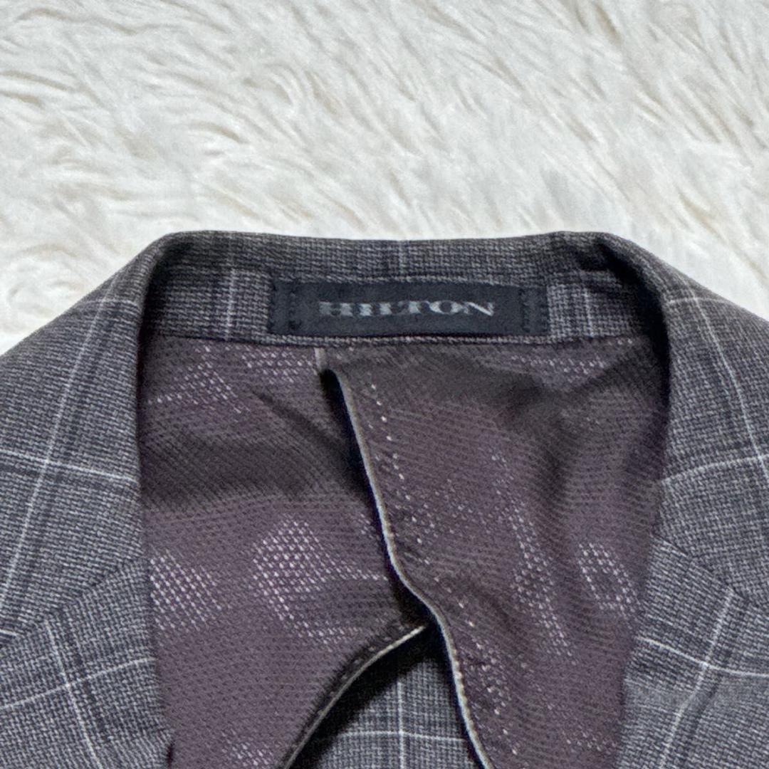 HILTON×GUABELLO スーツ上下　チェック柄　グレー　AB5