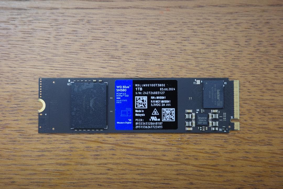 WD Blue SN580 1TB NVMe SSD (使用時間89時間)
