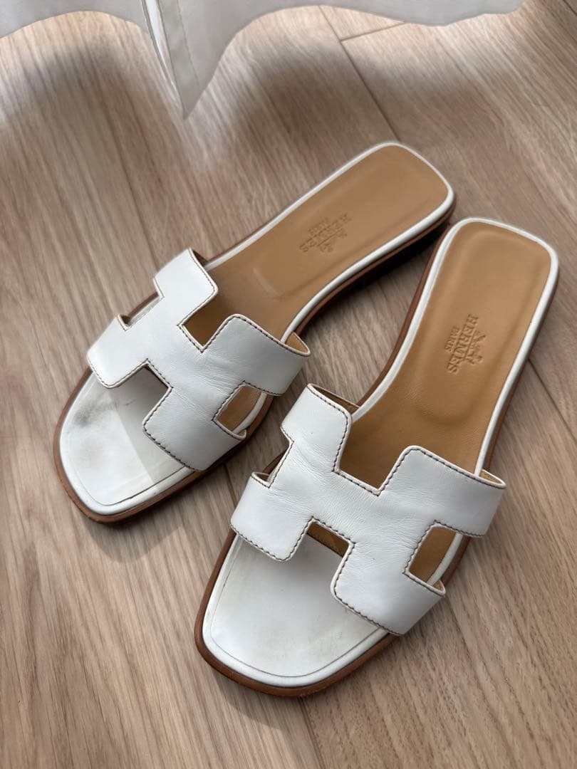 HERMES エルメス オランサンダル ホワイト36.5