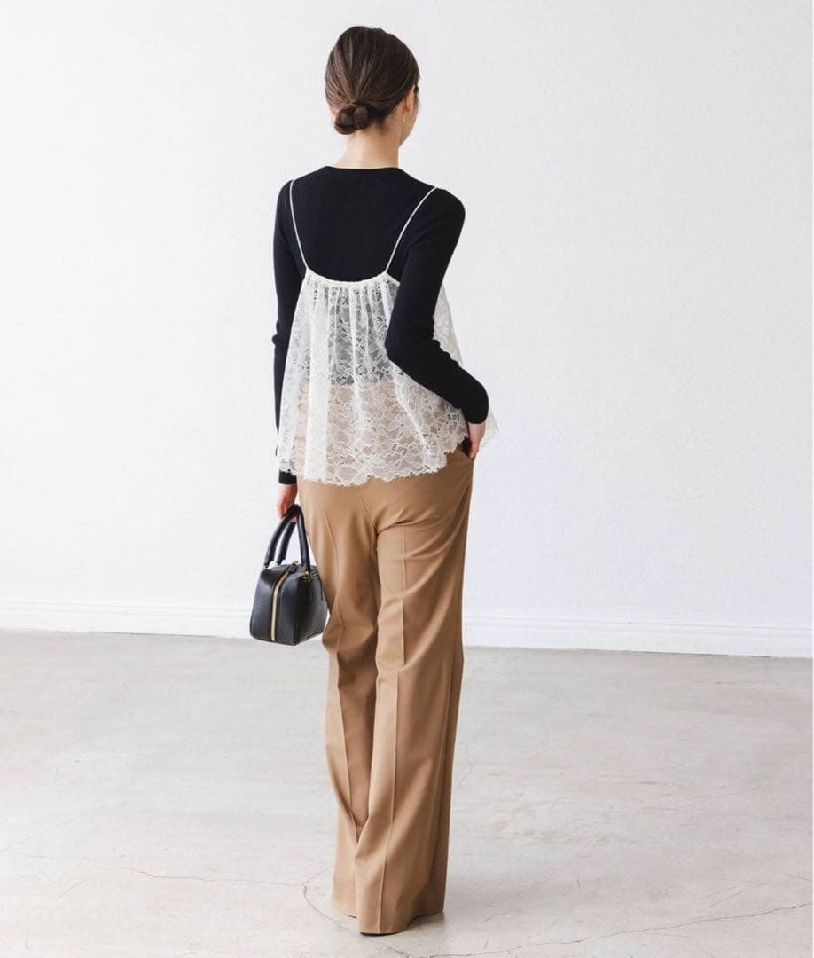 noble ラッセルレースギャザーキャミ　レース　キャミソール　完売品