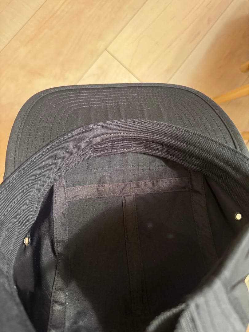 Supreme 黒 キャップ　- Waxed Ripstop Camp Cap