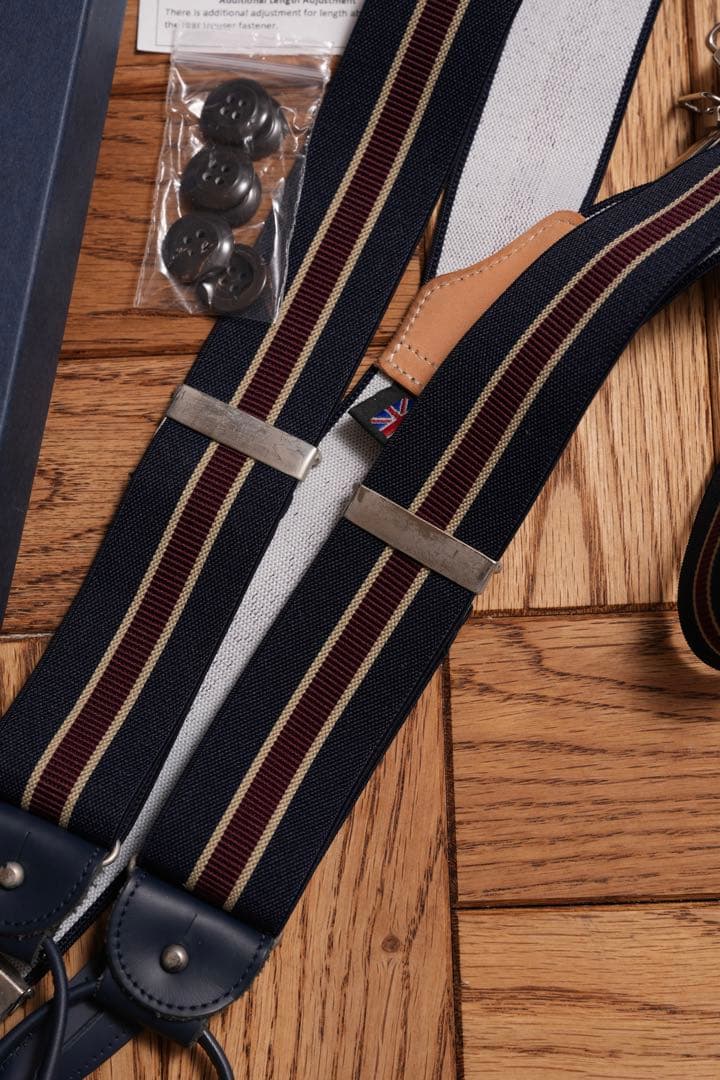  THURSTON ストライプ サスペンダー 35mm