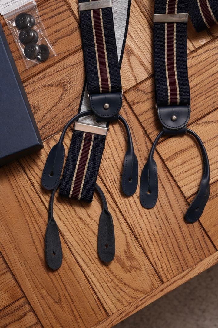  THURSTON ストライプ サスペンダー 35mm