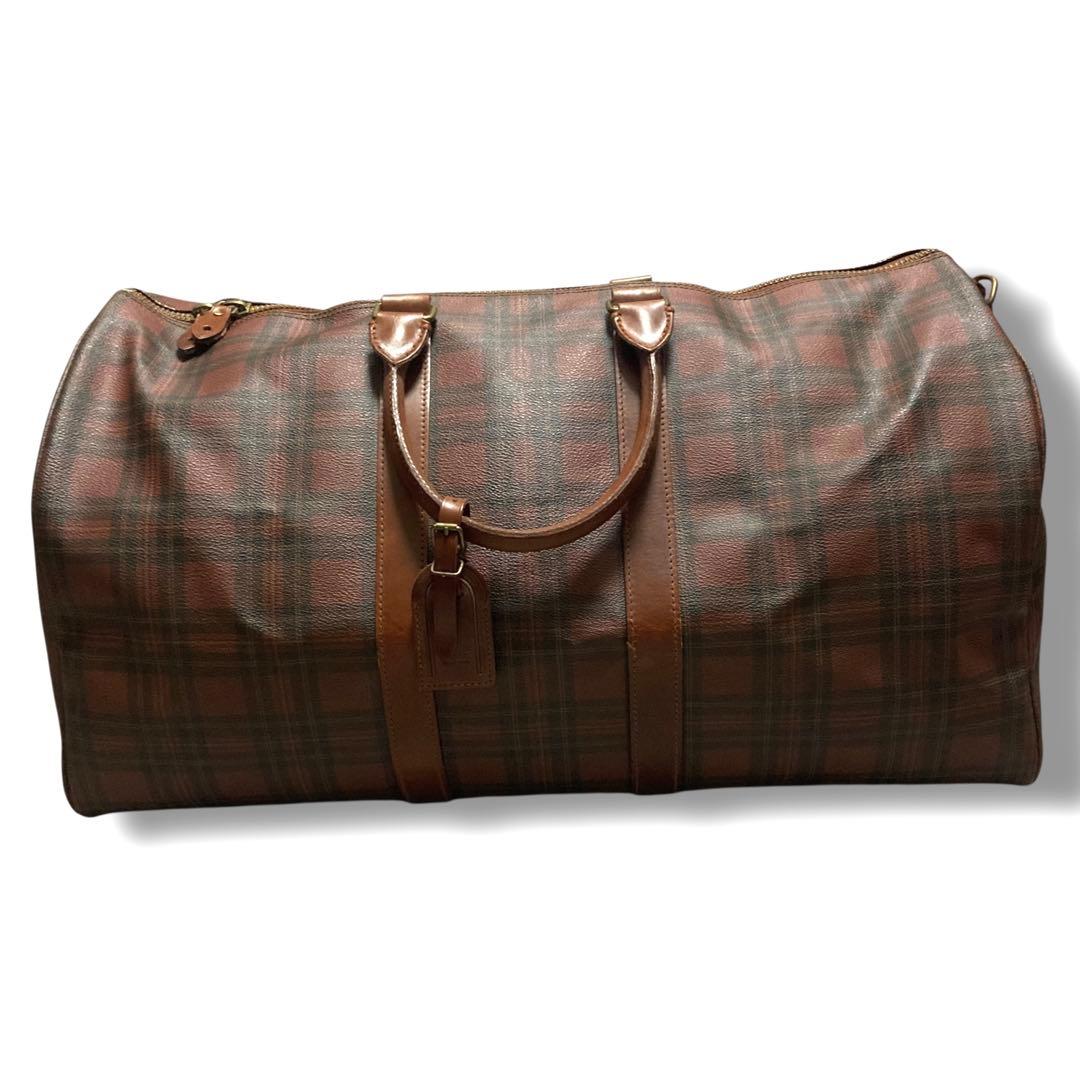 希少　美品　ポロラルフローレン　ボストンバッグ　2way　チェック　ブラウン