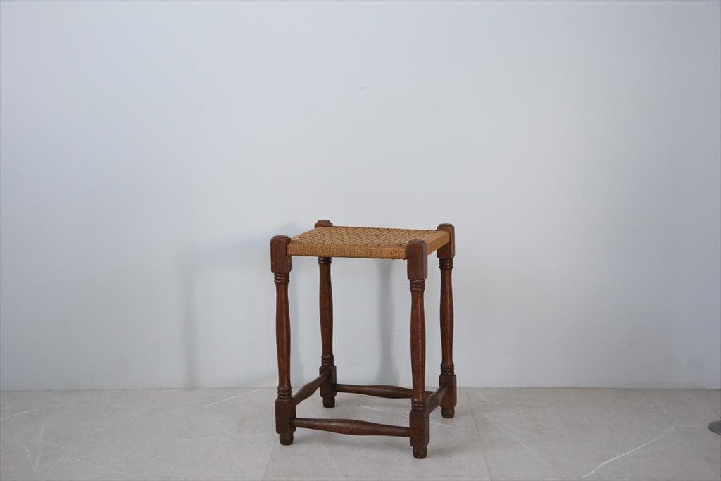 英国アンティーク木製スツール/腰掛けイス/チェア/ロープトップ(85-207)