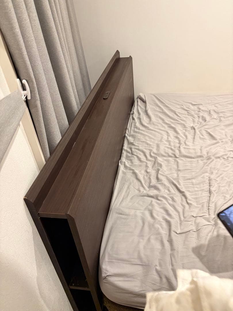 クイーンサイズ ベッドフレーム 引き出し付き ダークブラウン