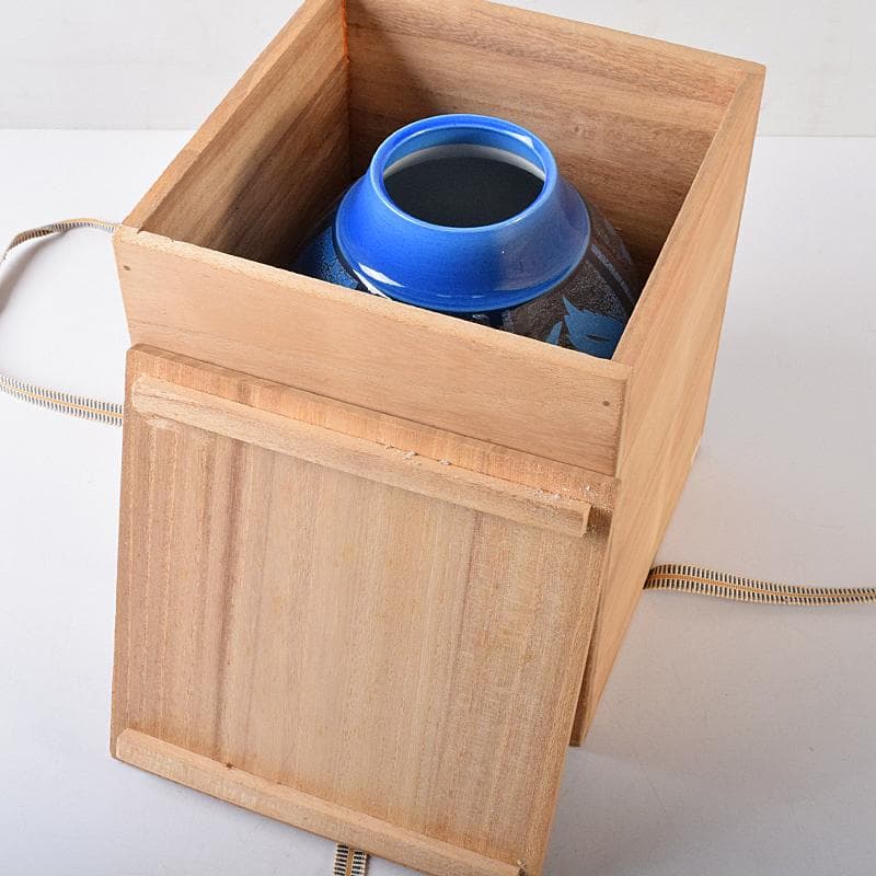 九谷焼　中田一於作　藍青釉裏銀彩　花瓶　共箱　M　R8735B