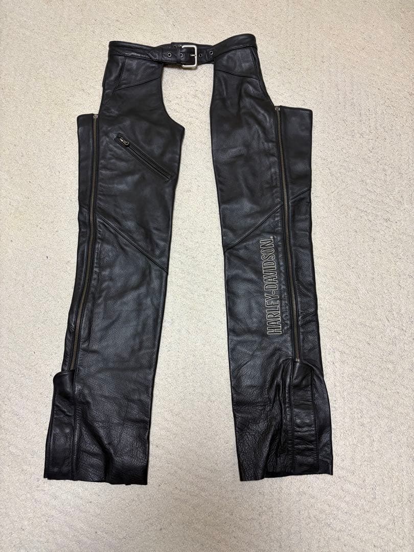 ハーレーダビッドソン　レザー チャップス 黒 ブーツカットMサイズ