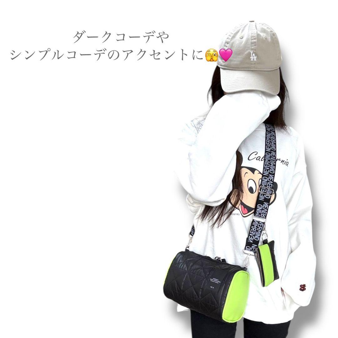 Accent Bag／キルティングブラック×ライムグリーン