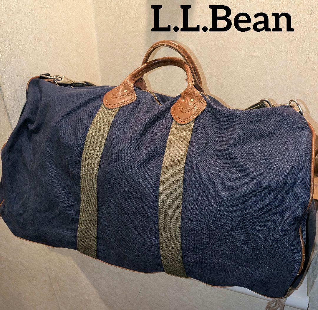 80's L.L.Beanネイビーキャンバスボストンバッグ 2way