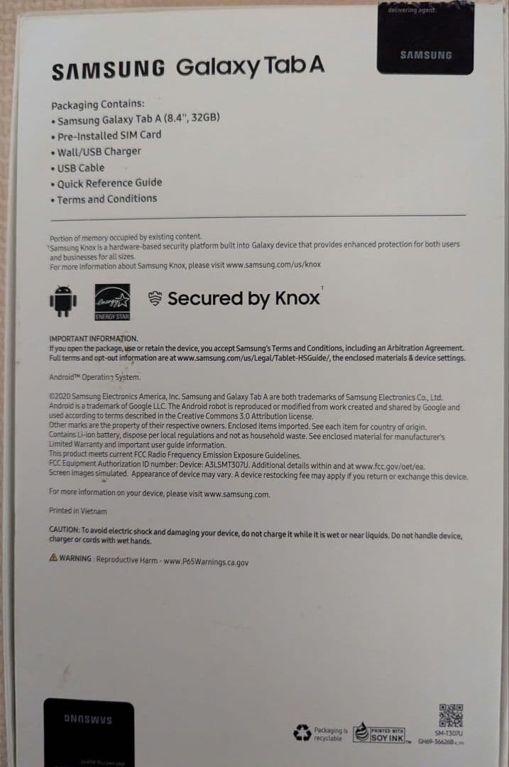 シムフリー Samsung Galaxy Tab A 8.4 2020 外箱付