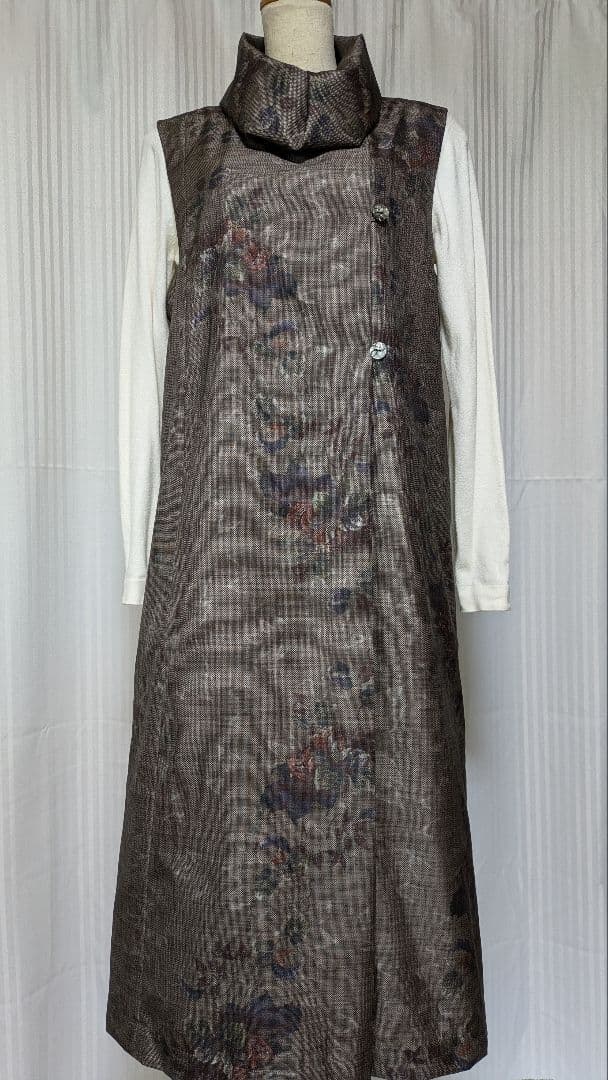 No240大島紬着物リメイク ９マルキ大島紬クシュクシュ襟 ちゃんみ〜様ご確認用