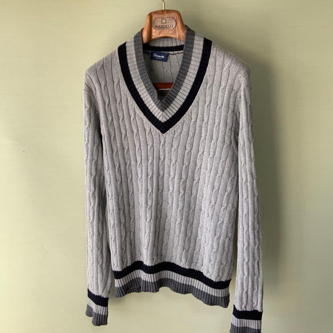 Drumohr ドルモア チルデンニット 48 コットンカシミヤ 伊製