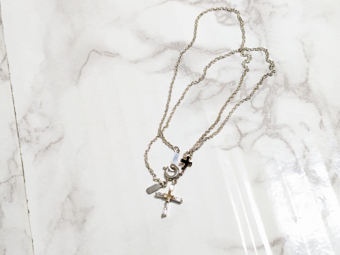 スタージュエリー　K14　金　シルバー925銀　ダブル　クロス　ネックレス