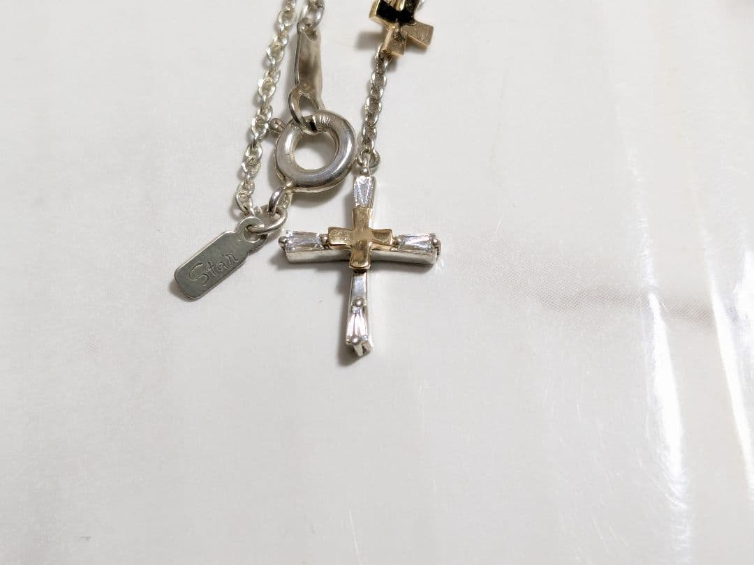 スタージュエリー　K14　金　シルバー925銀　ダブル　クロス　ネックレス