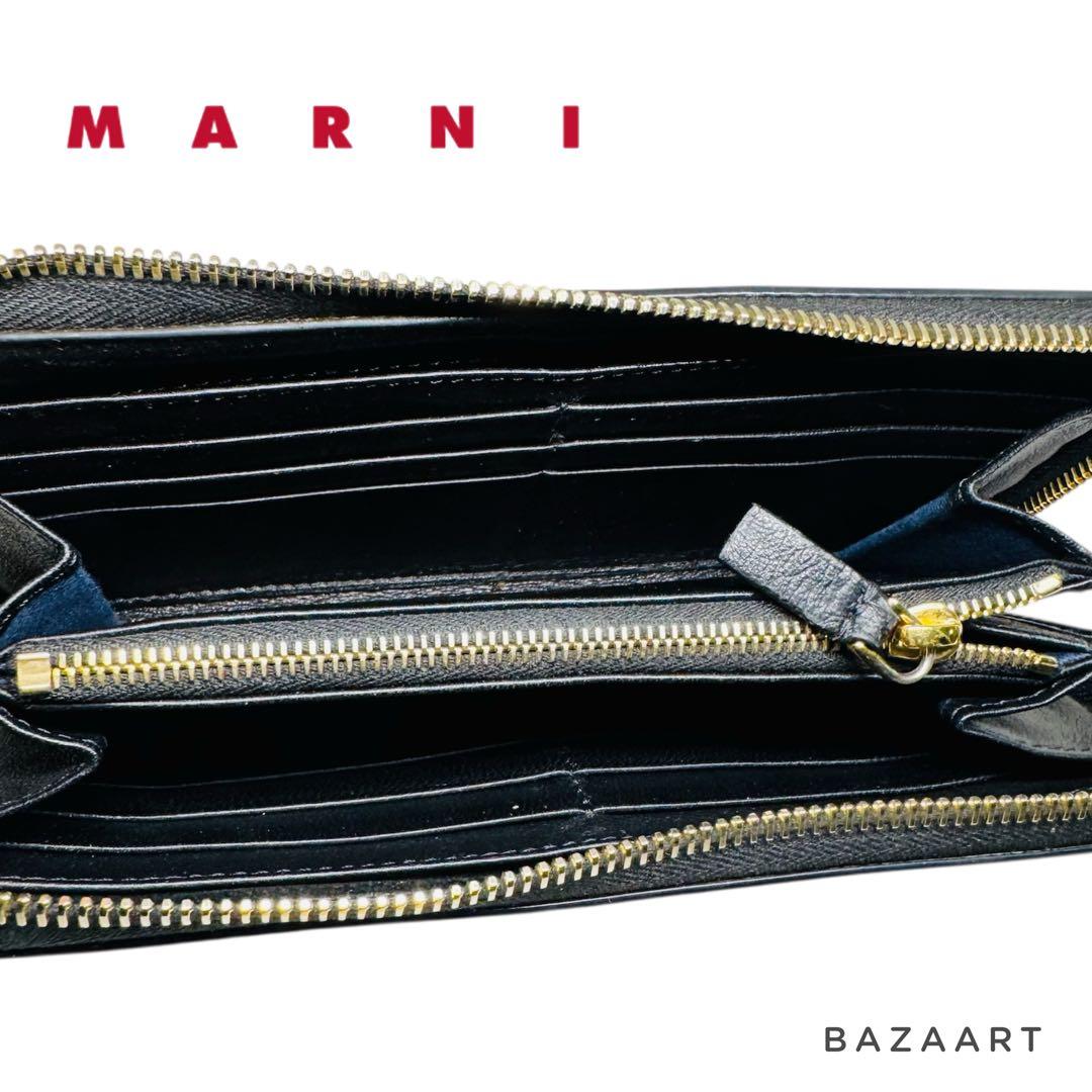 MARNI マルニ バイカラー ピンク バーガンディ ホワイト 長財布 ラウンド