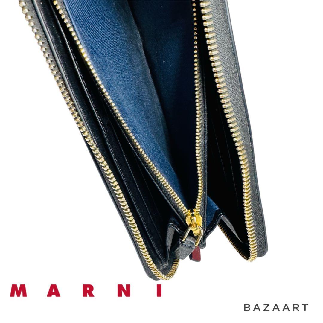 MARNI マルニ バイカラー ピンク バーガンディ ホワイト 長財布 ラウンド