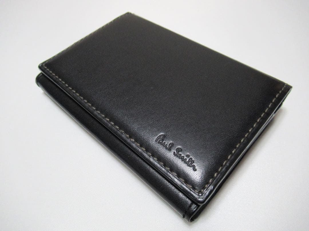 ポールスミス 新品！オールドレザーマルチストライプ入り牛革名刺入れ カードケース