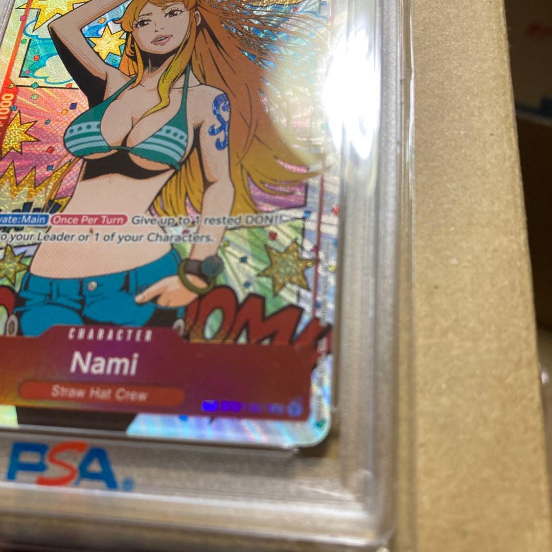 英語　ワンピースカード　ナミ　トレジャーレア　PSA9