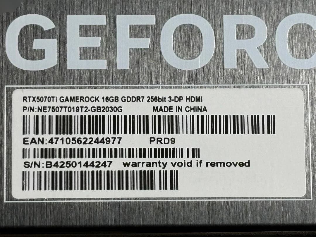 グラフィックボード・グラボ・ビデオカード PALIT GAMEROCK GeForce RTX 5070 Ti 16GB