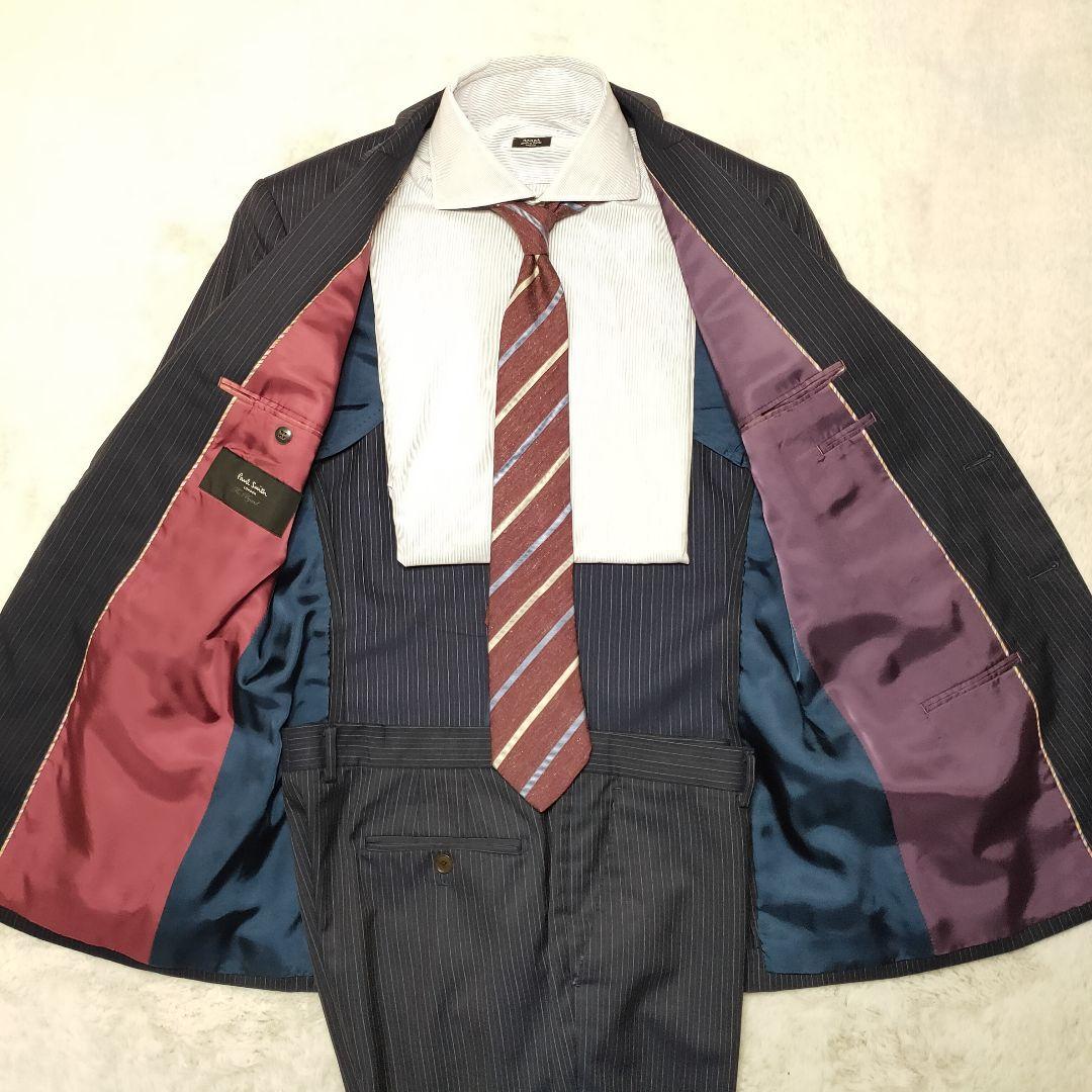 ポールスミス ロンドン スーツ ネイビー ストライプセットアップ 180 大きい