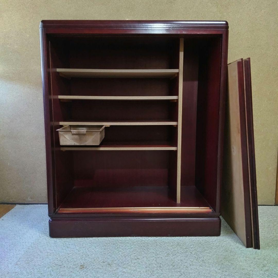 高級木材「紫檀」 引き戸 シューズボックス 靴箱 移動棚4枚 昭和レトロ