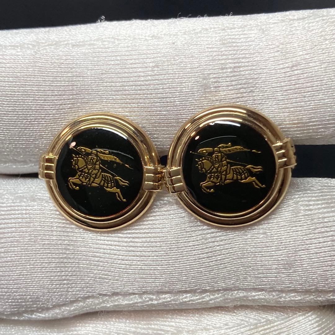 【美品】バーバリー　ネクタイピン　カフス ゴールド　ブラック　ホースロゴ