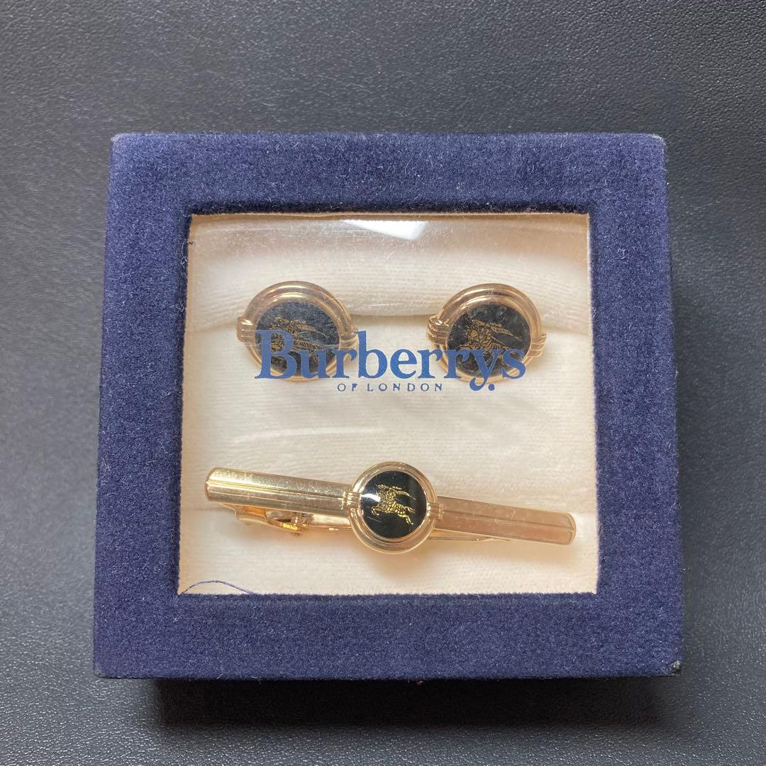 【美品】バーバリー　ネクタイピン　カフス ゴールド　ブラック　ホースロゴ