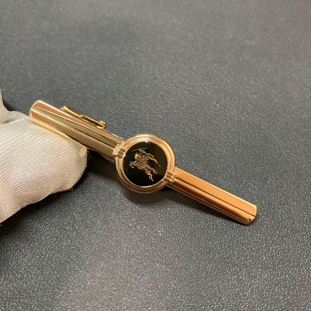 【美品】バーバリー　ネクタイピン　カフス ゴールド　ブラック　ホースロゴ