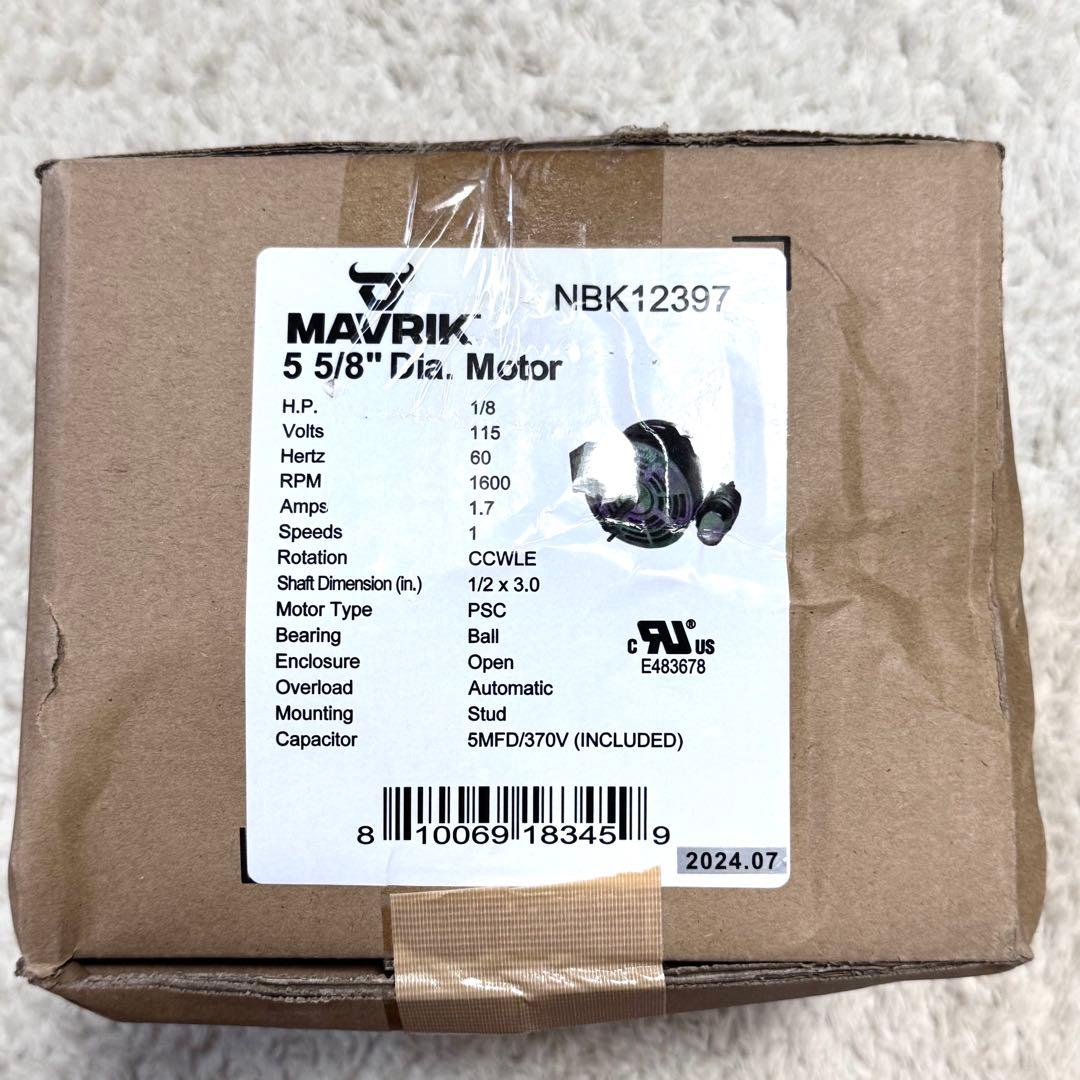 【新品未使用】MAVRIK 換気扇モーター 1/8HP PSC 5 5/8インチ