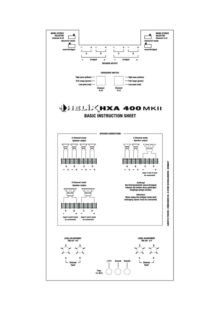 HELIX　4ch　パワーアンプ　HXA400