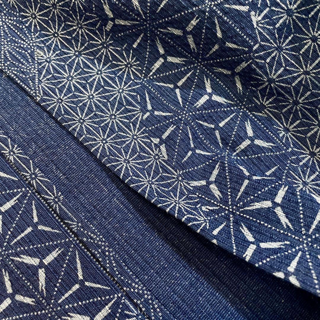 麻の葉の柄　阿波しじら　木綿着物　浴衣