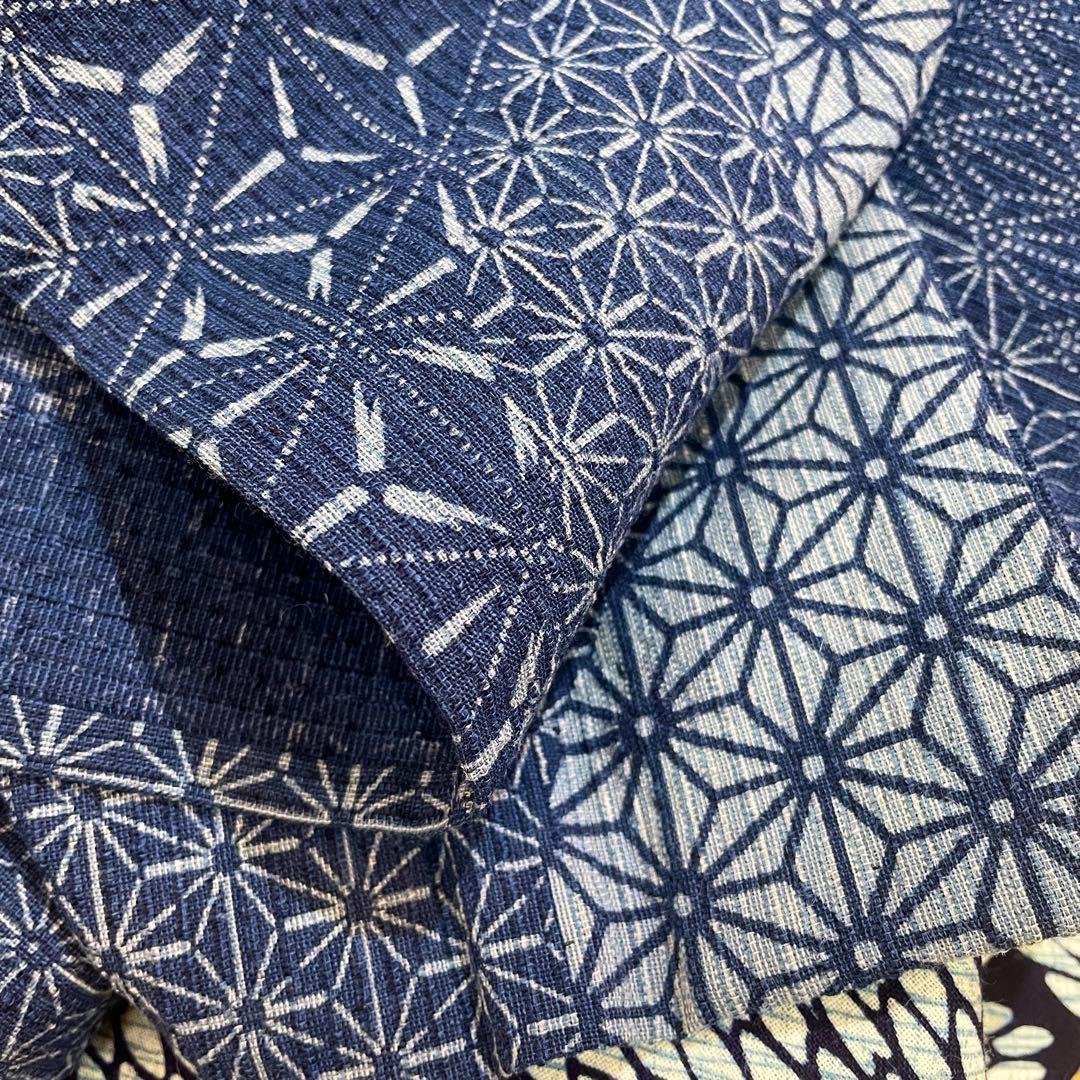 麻の葉の柄　阿波しじら　木綿着物　浴衣