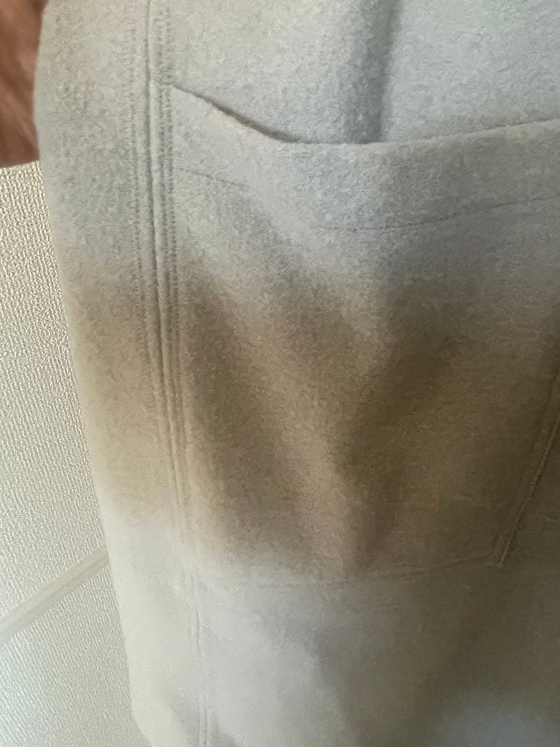 denierベージュ系 フード付きロングコート