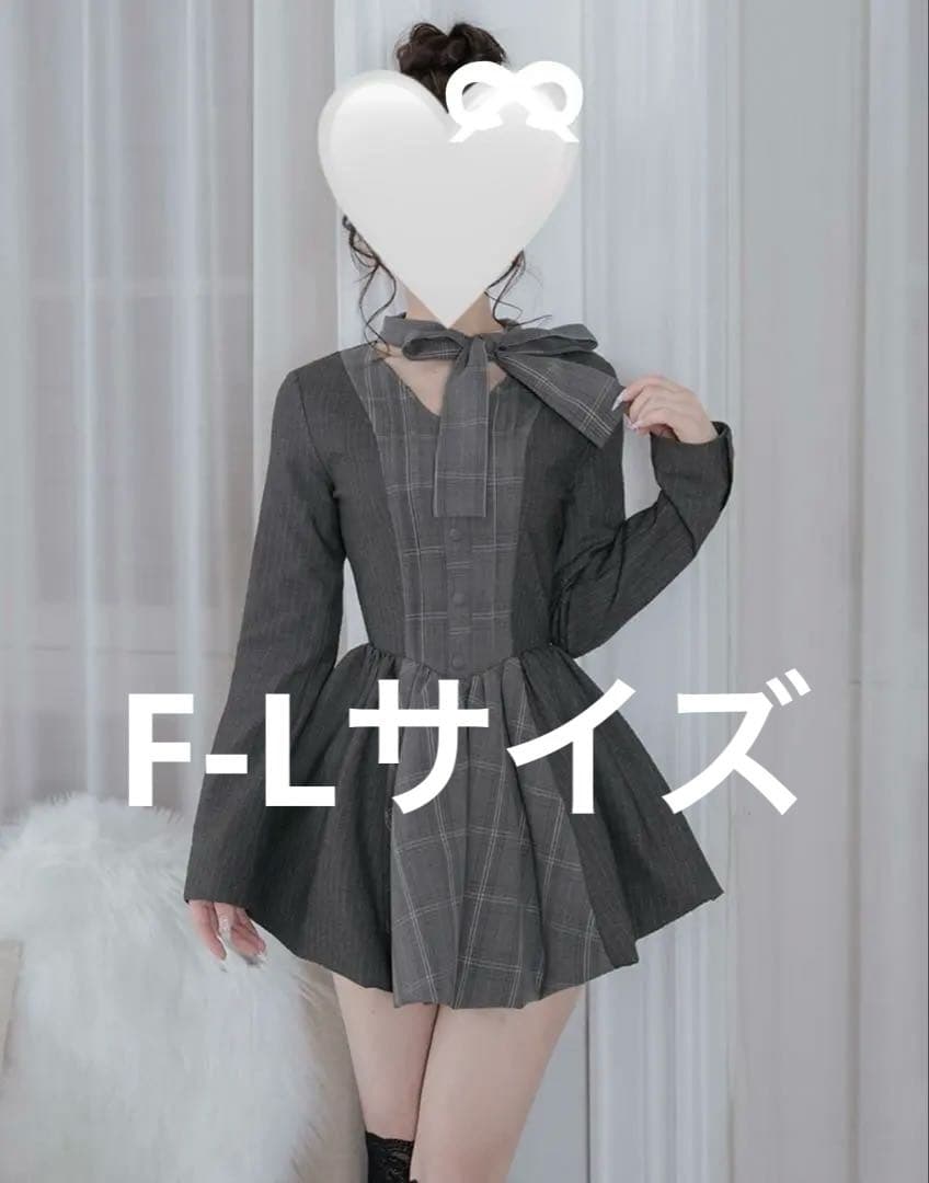 Darich チェックストライプバルーンミニワンピース　FL